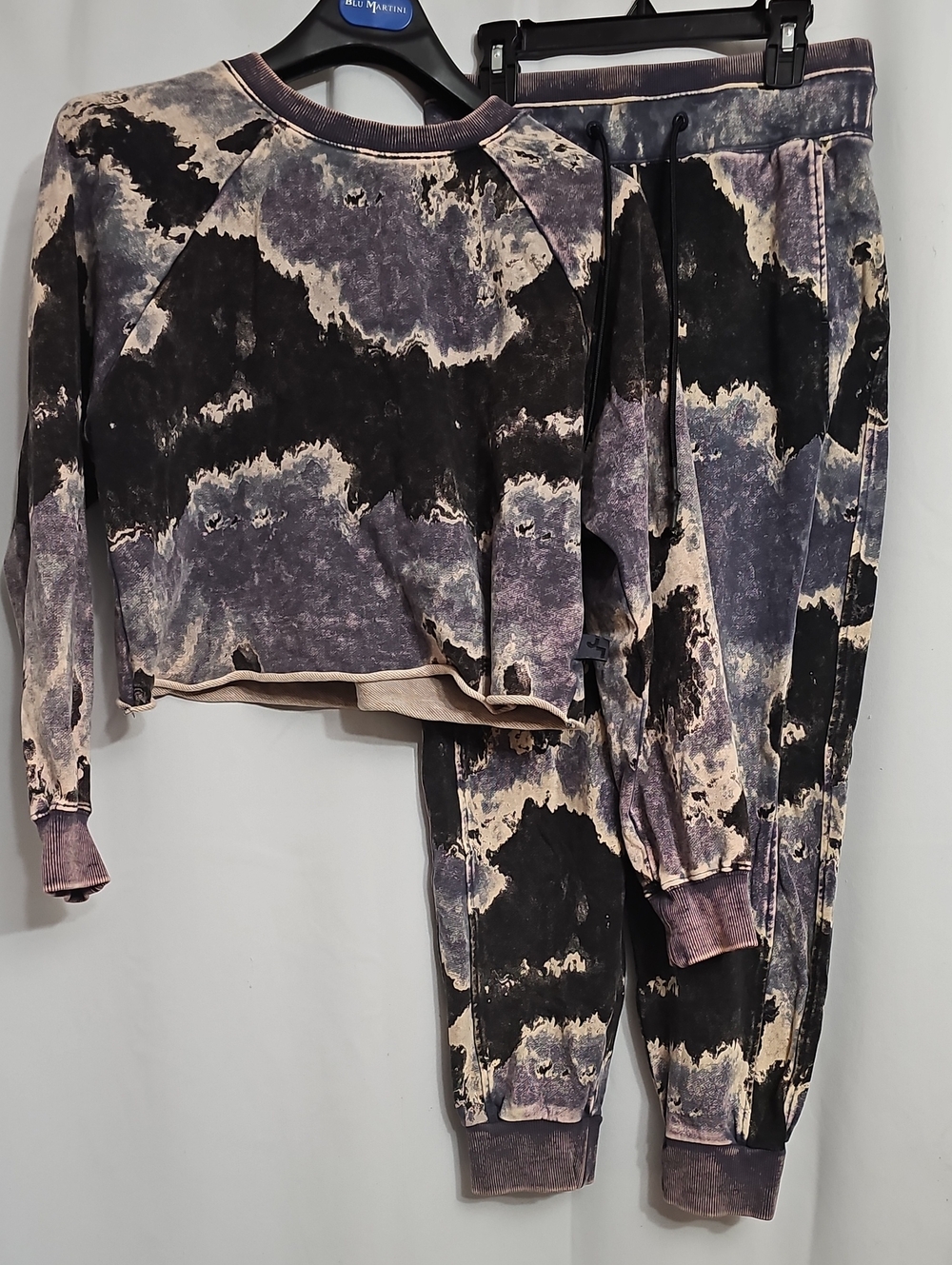 JoyLab Cloud Wash Terry Matching Set Stormy Blue Taupe Black Size XS Like New